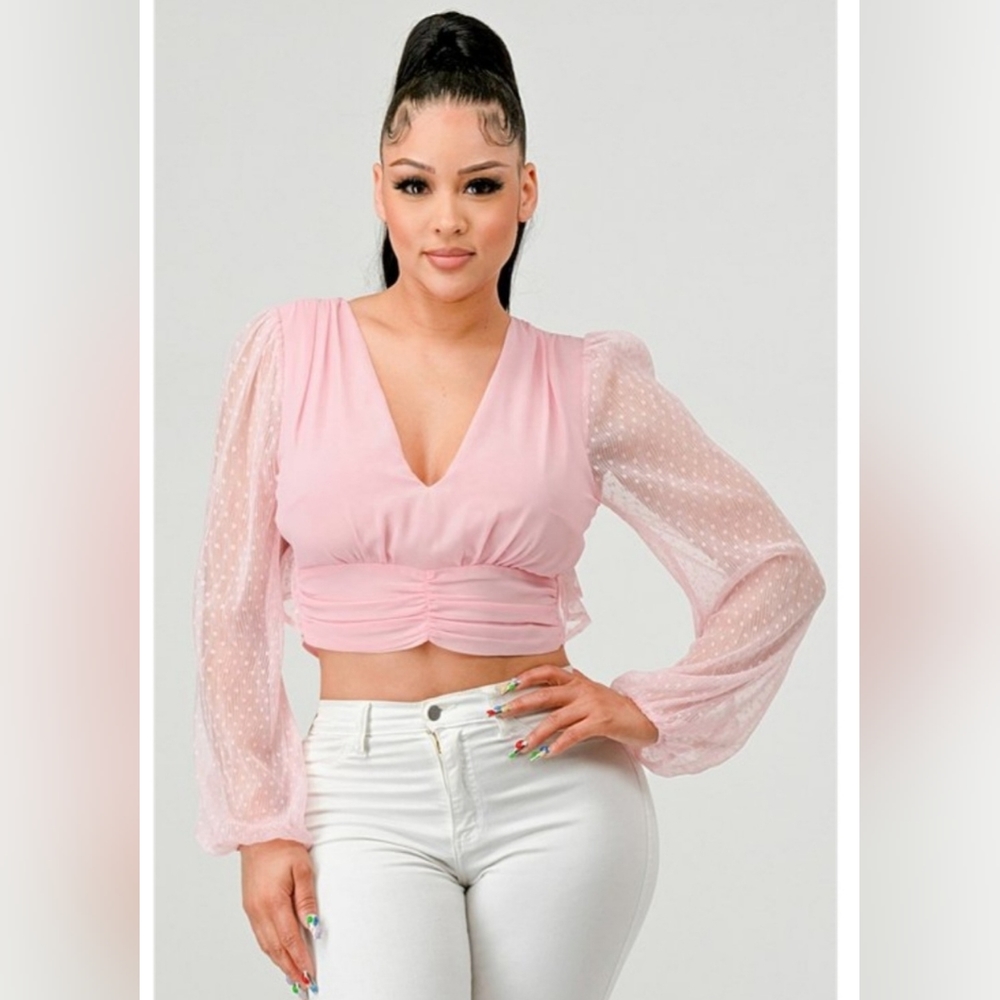 V-neck long sleeves women top